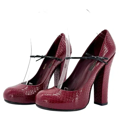 Pre-owned Louis Vuitton Marc Jacobs Fw 2011 Fetish Bow Maryjane Snakeskin Pumps 36.5 In Black