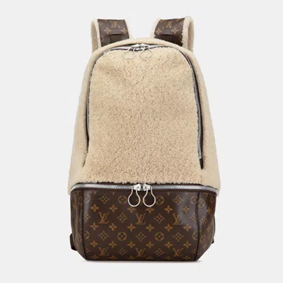 Pre-owned Louis Vuitton Marc Newson Monogram Shearling Backpack In Sand