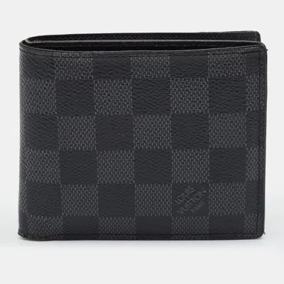 Pre-owned Louis Vuitton Marco Damier Graphite Canvas Bifold Wallet In Black