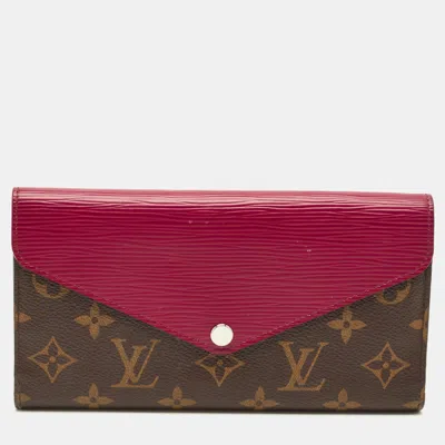 Pre-owned Louis Vuitton Marie-lou Fuchsia Monogram Canvas And Epi Leather Wallet In Pink