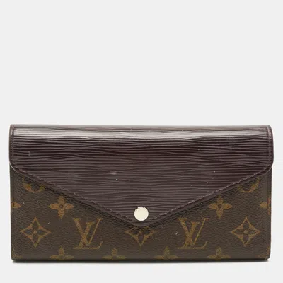 Pre-owned Louis Vuitton Marie-lou Quetsche Epi Leather And Monogram Canvas Long Wallet In Purple