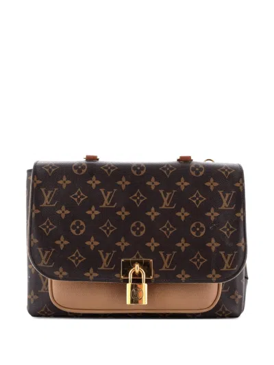 Pre-owned Louis Vuitton Marignan Handbag Monogram Canvas With Leather Shoulder Bag In Brown