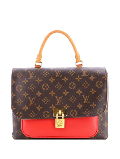 Pre-owned Louis Vuitton Marignan Handbag Monogram Canvas With Leather Shoulder Bag In Brown