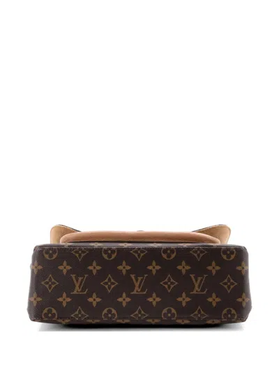Pre-owned Louis Vuitton Marignan Handbag Monogram Canvas With Leather Shoulder Bag In Brown