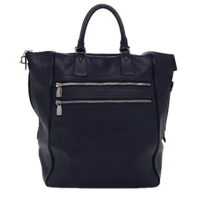 Pre-owned Louis Vuitton Marin Navy Leather Tote Bag () In Blue