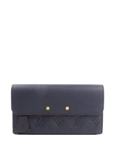 Pre-owned Louis Vuitton Marine Monogram-pattern Bifold Long Wallet In Blue