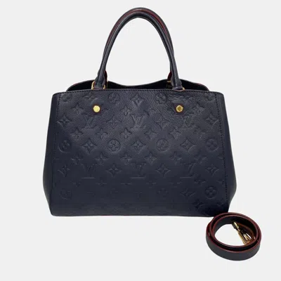 Pre-owned Louis Vuitton Marine Rouge Monogram Empreinte Leather Montaigne Bb Bag In Black