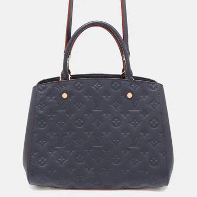 Pre-owned Louis Vuitton Marine Rouge Monogram Empreinte Leather Montaigne Mm Shoulder Bag In Blue