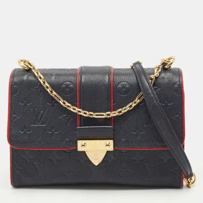 Pre-owned Louis Vuitton Marine Rouge Monogram Empreinte Leather Saint Sulpice Pm Bag In Blue