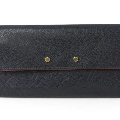 Pre-owned Louis Vuitton Marine Rouge Monogram Monogram Empreinte Long Wallet (tri-fold) () In Red