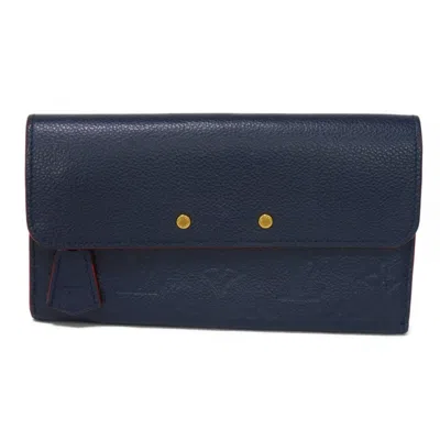 Pre-owned Louis Vuitton Marine Rouge Navy Monogram Empreinte Long Wallet (bi-fold) () In Multi