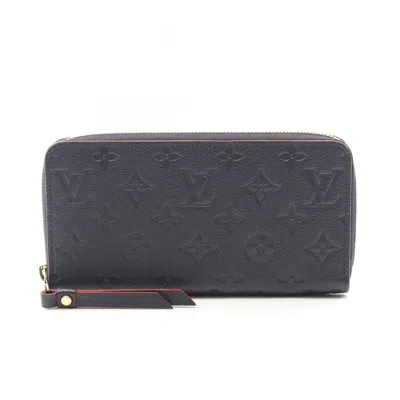 Pre-owned Louis Vuitton Marine Rouge Navy Red Color Leather Long Wallet (bi-fold) ()
