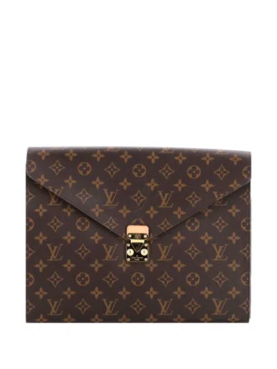 Pre-owned Louis Vuitton Mark Folder Monogram Canvas Clutch Bag In Brown