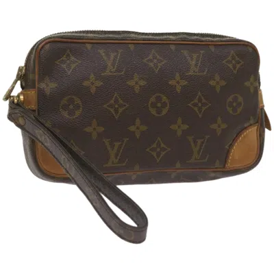 Pre-owned Louis Vuitton Marly Dragonne Brown Canvas Clutch Bag ()