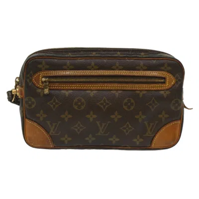 Pre-owned Louis Vuitton Marly Dragonne Brown Canvas Clutch Bag ()