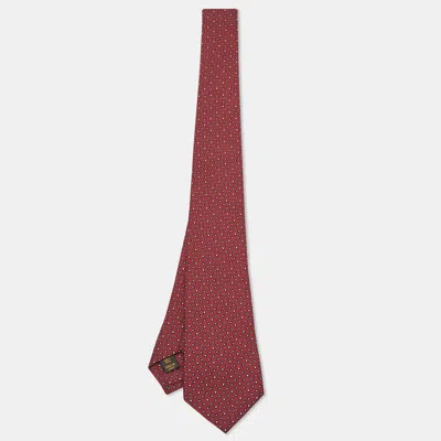 Pre-owned Louis Vuitton Maroon Lv Print Silk Tie In Burgundy