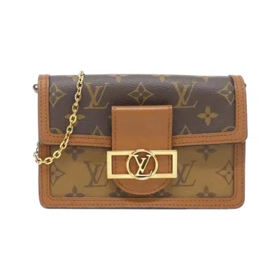Pre-owned Louis Vuitton Marron Coated Canvas Chain/shoulder Wallet ()