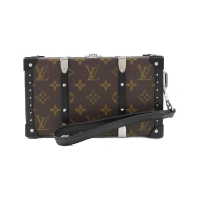 Pre-owned Louis Vuitton Marron Coated Canvas Chain/shoulder Wallet ()