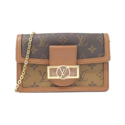Pre-owned Louis Vuitton Marron Coated Canvas Chain/shoulder Wallet ()
