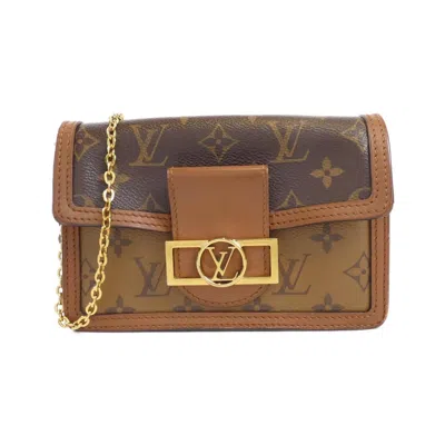 Pre-owned Louis Vuitton Marron Coated Canvas Chain/shoulder Wallet () In Brown