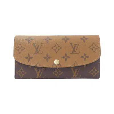 Pre-owned Louis Vuitton Marron Coated Canvas Long Wallet (bi-fold) () In Brown