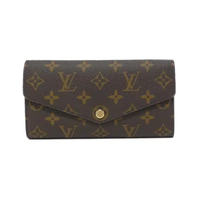 Pre-owned Louis Vuitton Marron Coated Canvas Long Wallet (bi-fold) () In Brown