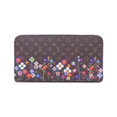 Pre-owned Louis Vuitton Marron Coated Canvas Long Wallet (bi-fold) () In Brown