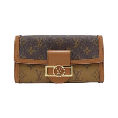 Pre-owned Louis Vuitton Marron Coated Canvas Long Wallet (bi-fold) () In Brown