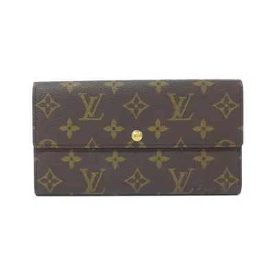 Pre-owned Louis Vuitton Marron Coated Canvas Long Wallet (bi-fold) () In Brown