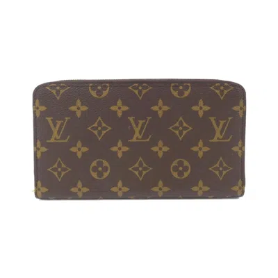 Pre-owned Louis Vuitton Marron Coated Canvas Long Wallet (bi-fold) () In Brown