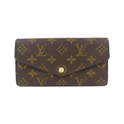 Pre-owned Louis Vuitton Marron Coated Canvas Long Wallet (bi-fold) () In Brown