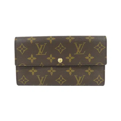 Pre-owned Louis Vuitton Marron Coated Canvas Long Wallet (bi-fold) () In Brown