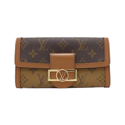 Pre-owned Louis Vuitton Marron Coated Canvas Long Wallet (bi-fold) () In Brown