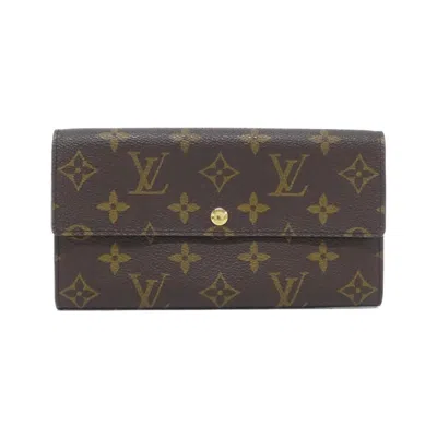 Pre-owned Louis Vuitton Marron Coated Canvas Long Wallet (bi-fold) () In Brown