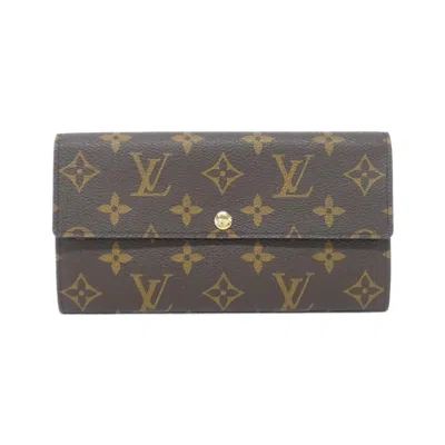 Pre-owned Louis Vuitton Marron Coated Canvas Long Wallet (bi-fold) () In Brown