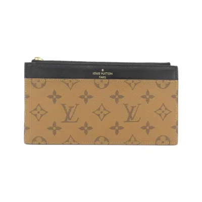 Pre-owned Louis Vuitton Marron Coated Canvas Long Wallet (bi-fold) () In Brown