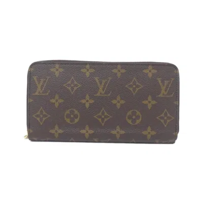 Pre-owned Louis Vuitton Marron Coated Canvas Long Wallet (bi-fold) () In Brown