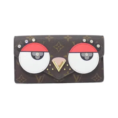 Pre-owned Louis Vuitton Marron Coated Canvas Long Wallet (bi-fold) () In Brown