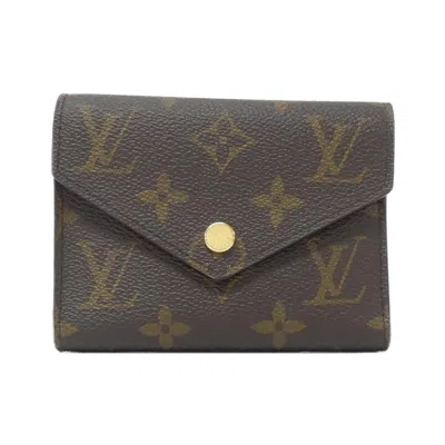 Pre-owned Louis Vuitton Marron Coated Canvas Wallet (tri-fold) () In Brown