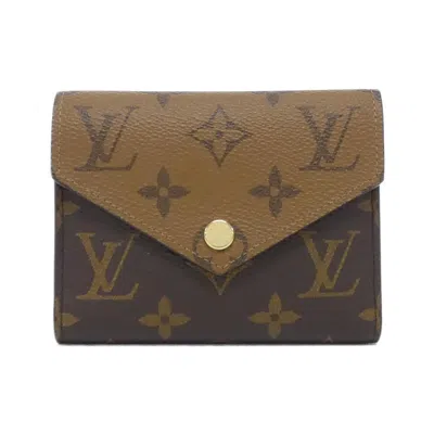 Pre-owned Louis Vuitton Marron Coated Canvas Wallet (tri-fold) () In Brown