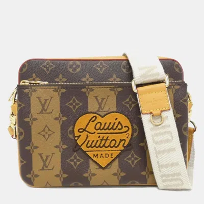 Pre-owned Louis Vuitton Monogram Stripe (lv Squared) Trio Messenger Shoulder Bag In Brown