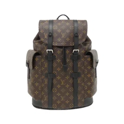 Pre-owned Louis Vuitton Marron Monogram Macassar Coated Canvas Backpack ()