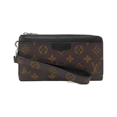 Pre-owned Louis Vuitton Marron Monogram Macassar Coated Canvas Leather Long Wallet (bi-fold) ()
