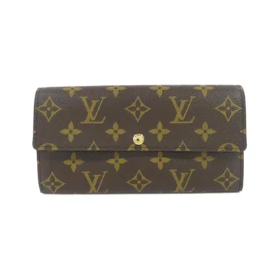 Pre-owned Louis Vuitton Marron Rose Coated Canvas Long Wallet (bi-fold) ()