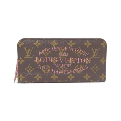 Pre-owned Louis Vuitton Marron Rose Velours Coated Canvas Long Wallet (bi-fold) ()