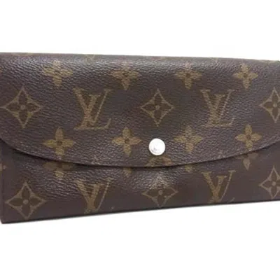 Pre-owned Louis Vuitton Marron Vert Pvc Leather Long Wallet (bi-fold) ()