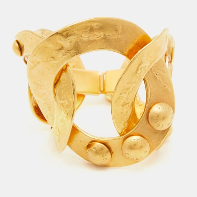 Pre-owned Louis Vuitton Martelé Gold Tone Bracelet
