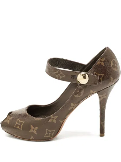 Pre-owned Louis Vuitton Mary Jane Monogram Heel Shoes In Brown