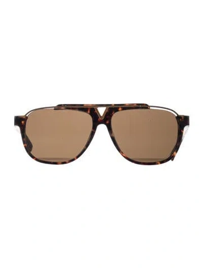 Pre-owned Louis Vuitton Mascot Aviator Sunglasses In Brown/gold
