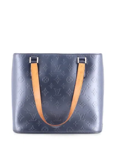 Pre-owned Louis Vuitton Mat Stockton Handbag Monogram Vernis Tote Bag In Blue